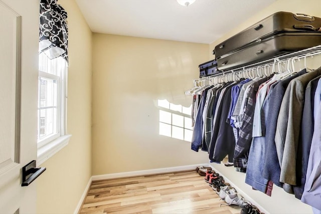 walk in closet featuring hardwood / wood-style floors