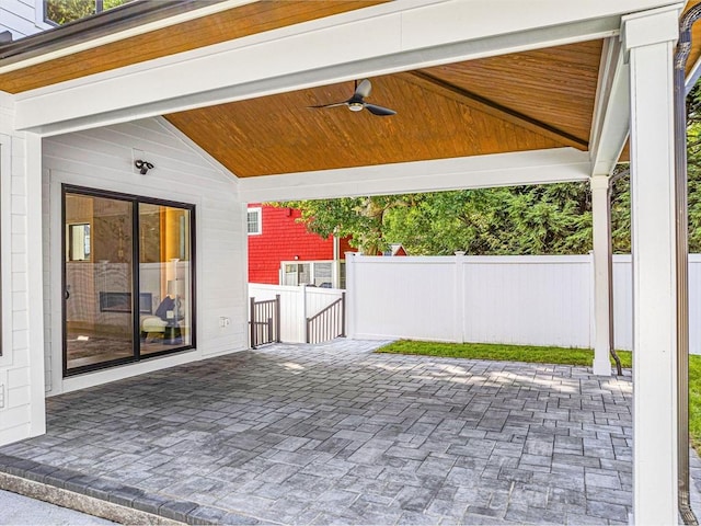 view of patio with ceiling fan