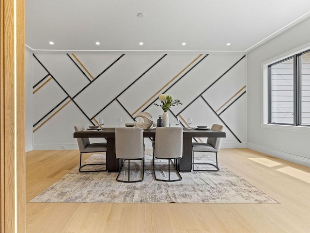 dining area with light wood-type flooring