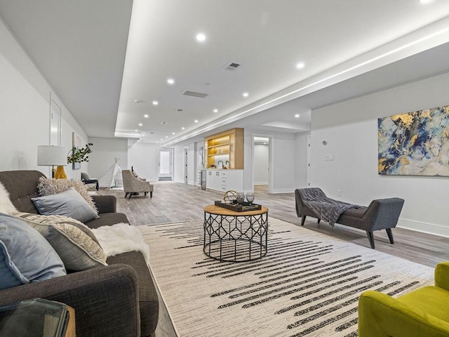 living room featuring light hardwood / wood-style floors