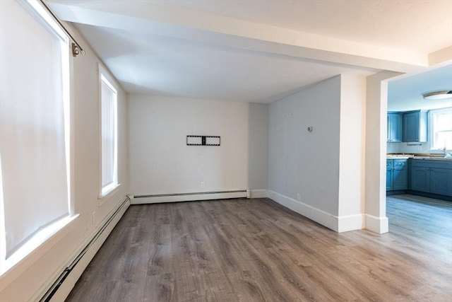 54 Hazard St, New Bedford, MA 02740 - empty room with a baseboard radiator and wood finished floors
