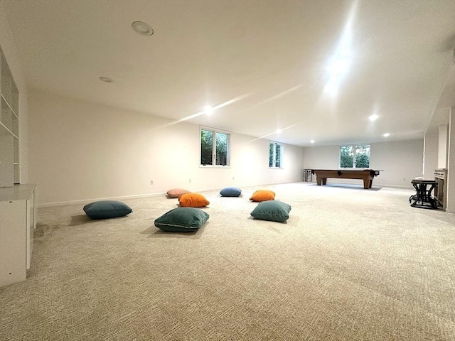 104 Channing Rd, Concord, MA 01742 - recreation room with carpet flooring, pool table, recessed lighting, and baseboards