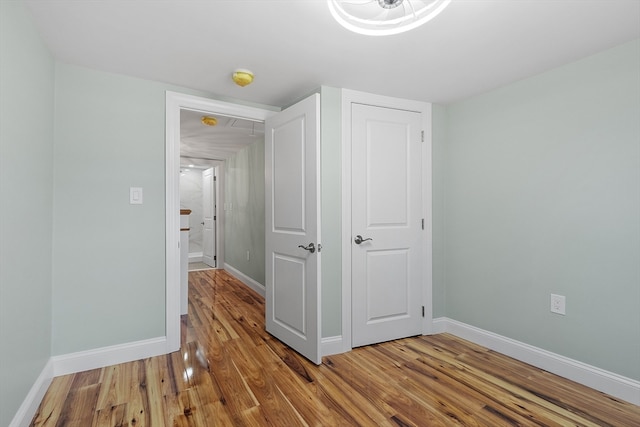 unfurnished bedroom featuring light hardwood / wood-style flooring