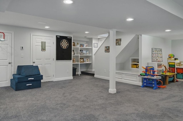 73 Sparrow Way, Raynham, MA 02767 - recreation room featuring carpet floors, baseboards, and recessed lighting