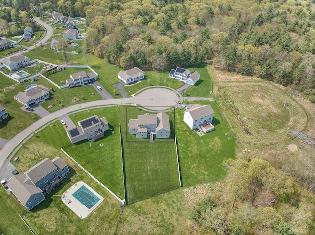 73 Sparrow Way, Raynham, MA 02767 - birds eye view of property with a wooded view and a residential view