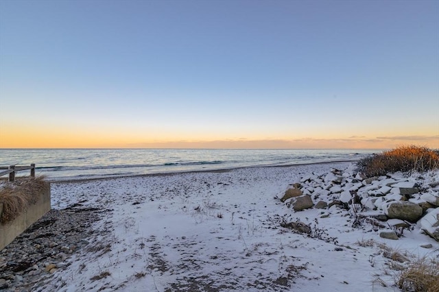 property view of water featuring a view of the beach