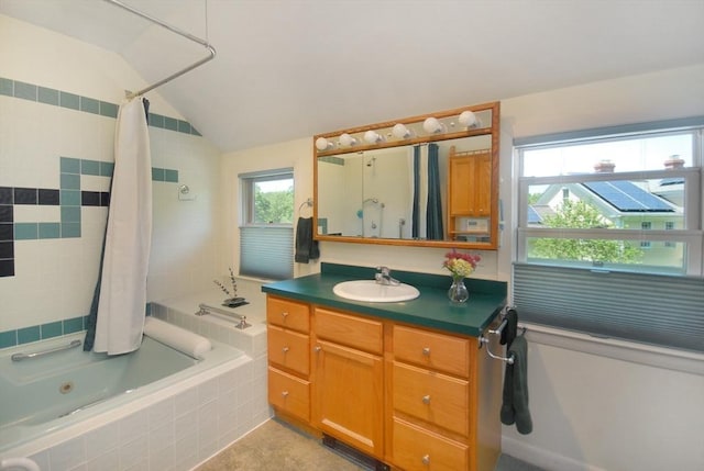 4 Half Moon Hl Unit 4, Acton, MA 01720 - full bath featuring lofted ceiling, tiled shower / bath combo, and vanity