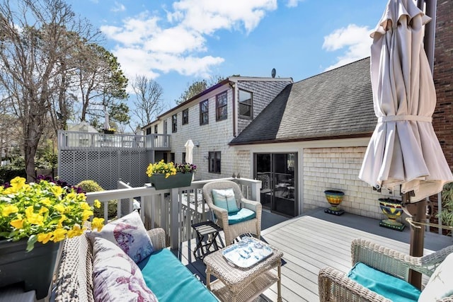 67 Whippoorwill Cir, Mashpee, MA 02649 - wooden deck with an outdoor living space
