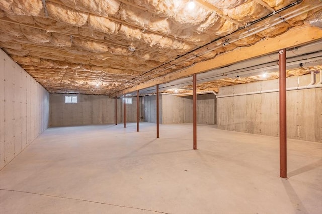 view of unfinished basement