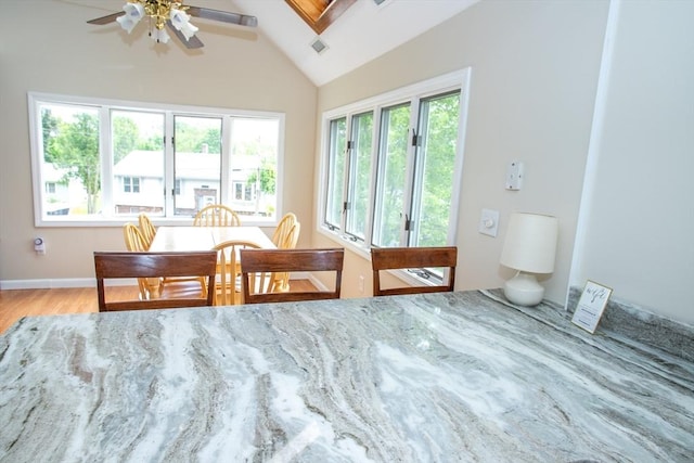 22 Everton Ave, Worcester, MA 01604 - dining room with plenty of natural light, ceiling fan, and wood finished floors