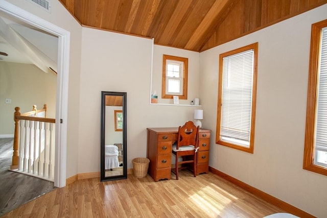 22 Everton Ave, Worcester, MA 01604 - office featuring wooden ceiling, light wood-style floors, and baseboards