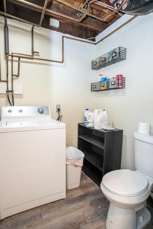 22 Everton Ave, Worcester, MA 01604 - washroom featuring washer / clothes dryer and wood finished floors