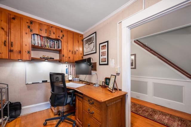 203 Pond St, Weymouth, MA 02190 - office featuring wood finished floors, crown molding, and baseboards