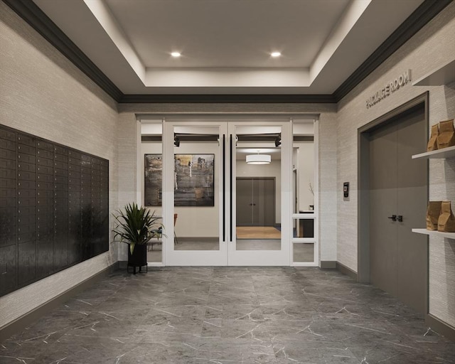 entrance to property featuring french doors
