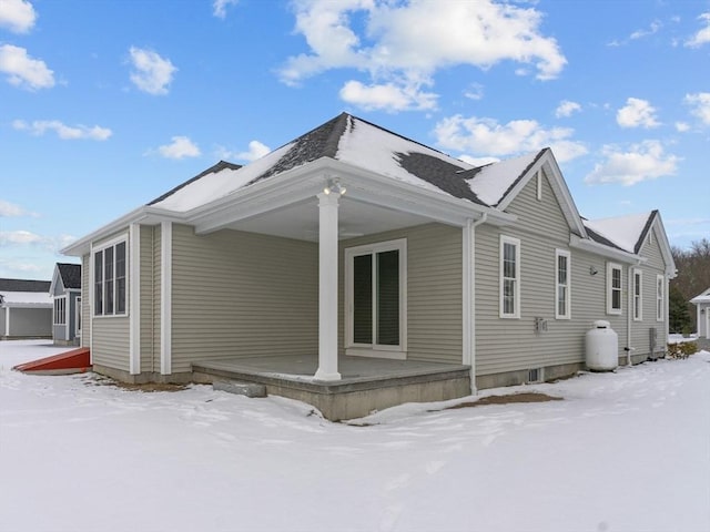 view of snow covered exterior