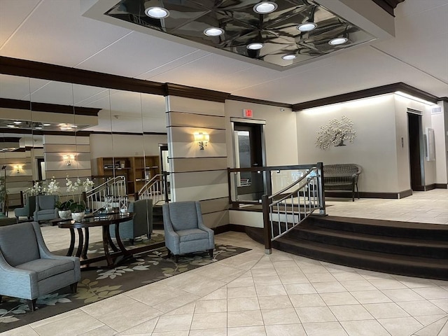 1550 Worcester Rd Unit 524, Framingham, MA 01702 - community lobby featuring ornamental molding and stairs