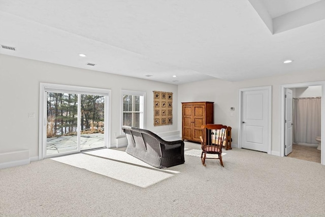 21 Bearberry Path Unit 0, Plymouth, MA 02360 - sitting room with light colored carpet, baseboards, and recessed lighting