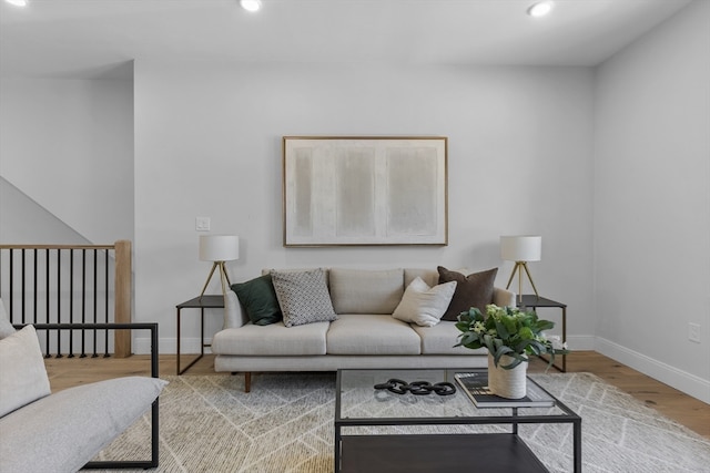 living room with hardwood / wood-style floors