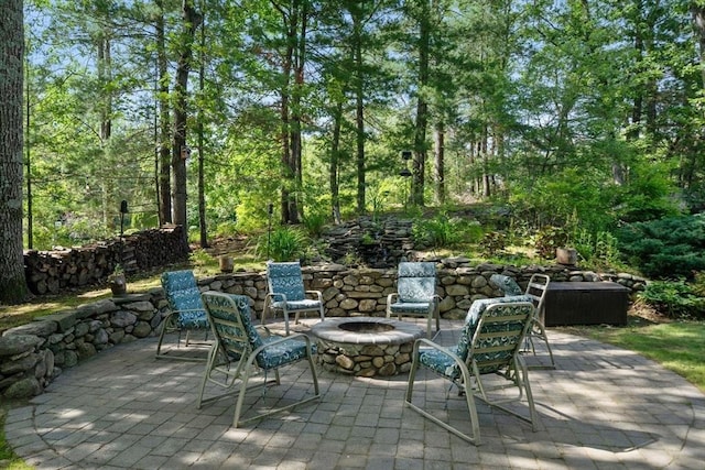 1 Liberty Ln, North Reading, MA 01864 - view of patio featuring an outdoor fire pit