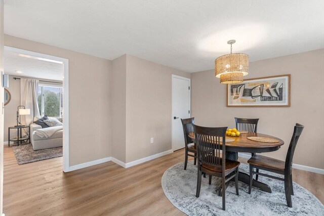 47 Plantation Rd Unit 47, Oxford, MA 01540 - dining area featuring baseboards, a notable chandelier, and light wood-style floors