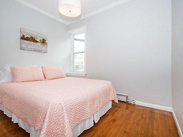 455 Massachusetts Ave Unit 2, Boston, MA 02118 - bedroom featuring wood finished floors, ornamental molding, and baseboards