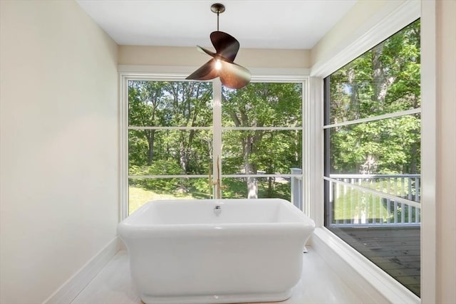 bathroom featuring a bathing tub and tile patterned floors