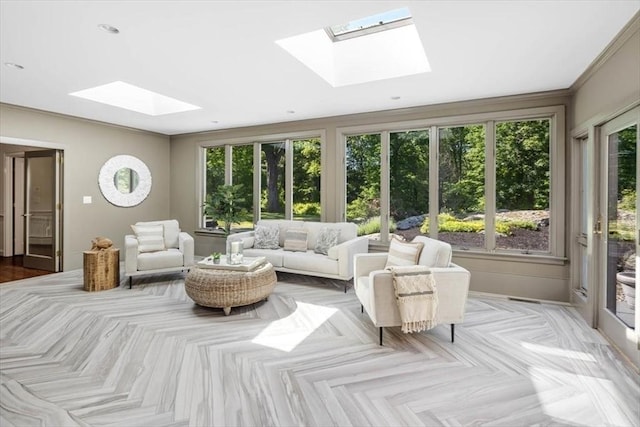 8 Evergreen Ln, Hingham, MA 02043 - living area featuring a skylight