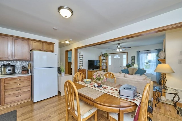 55 Friendship St, Billerica, MA 01821 - dining room featuring light wood-style flooring and ceiling fan