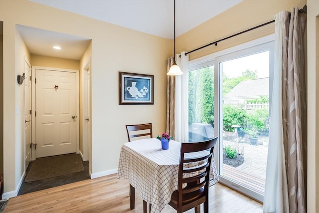 11 Alice Mullens Way Unit 11, Plymouth, MA 02360 - dining area with light wood-type flooring, baseboards, and recessed lighting