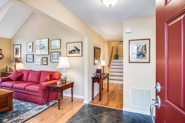 11 Alice Mullens Way Unit 11, Plymouth, MA 02360 - entryway with stairs, dark wood-type flooring, and baseboards