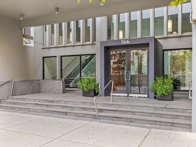 property entrance with french doors