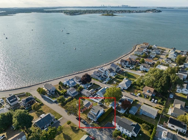 20 Harlem Rd, Weymouth, MA 02191 - aerial perspective of suburban area with property boundaries highlighted and a nearby body of water