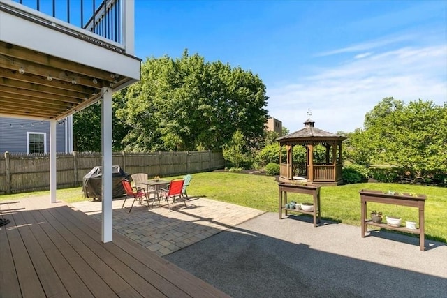 3 Centre St, Waltham, MA 02453 - wooden terrace featuring a gazebo and a patio area