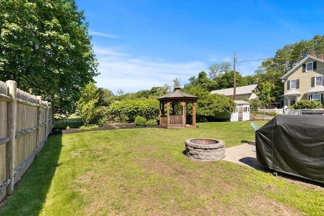 3 Centre St, Waltham, MA 02453 - view of yard featuring a fire pit and a gazebo