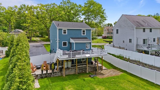 54 Forest St, Wilmington, MA 01887 - back of house with a wooden deck, a patio area, and stairway