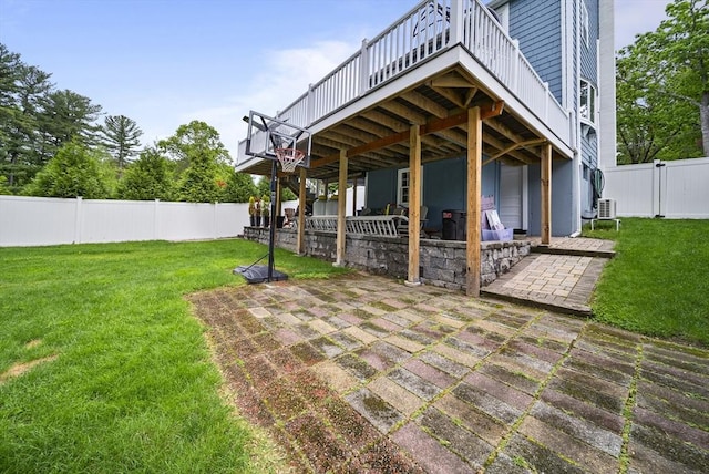 54 Forest St, Wilmington, MA 01887 - view of yard with a patio area, a wooden deck, and central AC unit