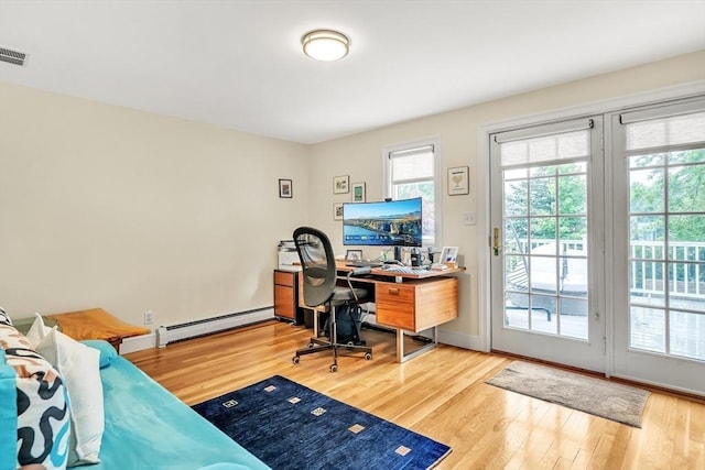 10 Ballard Ter, Lexington, MA 02420 - home office with baseboard heating, wood finished floors, and baseboards