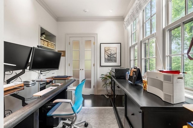 20 Birch Hill Rd, Newton, MA 02465 - home office with healthy amount of natural light, ornamental molding, and wood finished floors