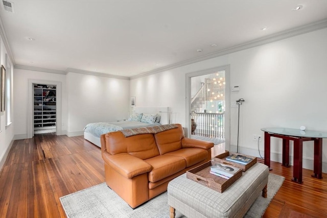 20 Birch Hill Rd, Newton, MA 02465 - bedroom featuring wood-type flooring, ornamental molding, and recessed lighting
