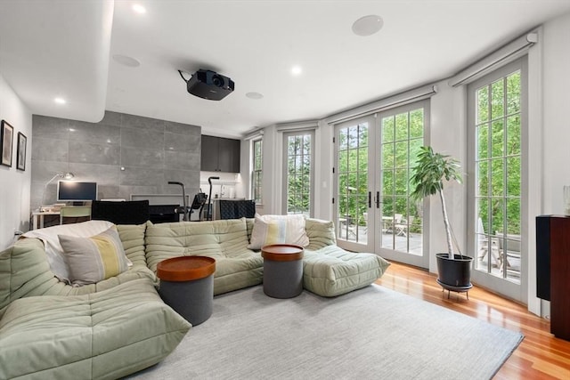 20 Birch Hill Rd, Newton, MA 02465 - living room with plenty of natural light, wood finished floors, recessed lighting, and french doors