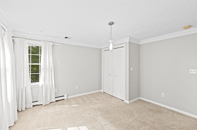 7 Paddock Way, Marshfield, MA 02050 - unfurnished bedroom with ornamental molding, baseboards, carpet flooring, and a baseboard heating unit