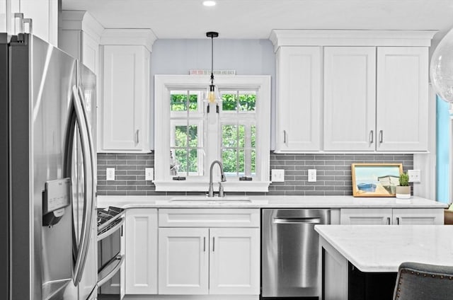 7 Paddock Way, Marshfield, MA 02050 - kitchen with appliances with stainless steel finishes, a sink, white cabinetry, backsplash, and recessed lighting