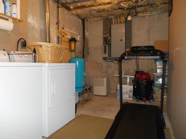 951 Dana Rd, Barre, MA 01005 - unfinished basement featuring washer and clothes dryer, a water pressure tank, and electric panel