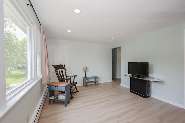 3 Myles Standish Dr Unit 8, Haverhill, MA 01835 - sitting room with baseboard heating, light wood-style floors, recessed lighting, and baseboards