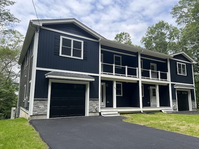LOT4 Granite St, Worcester, MA 01604 - view of property with a balcony, an attached garage, and stone siding