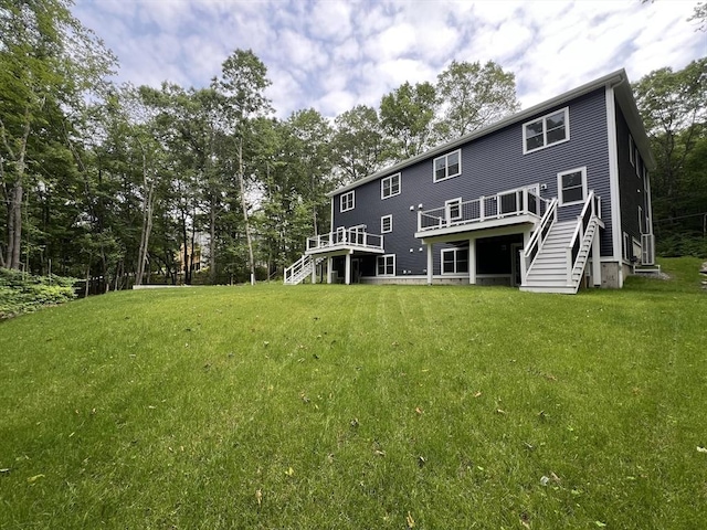 LOT4 Granite St, Worcester, MA 01604 - rear view of property with stairs, a deck, a yard, and view of scattered trees