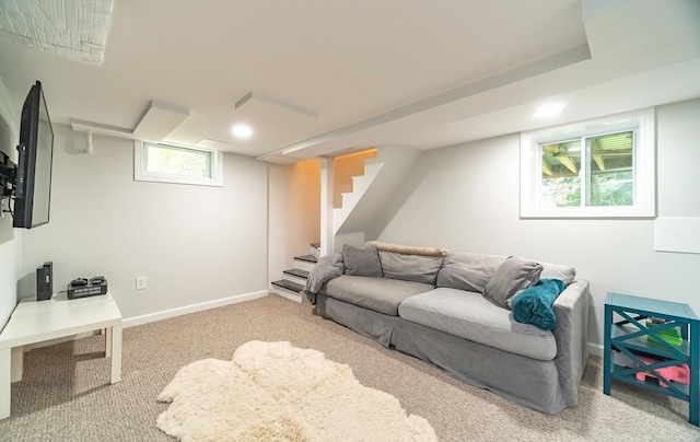 79 Henderson St, Needham, MA 02492 - living area with light colored carpet and stairway