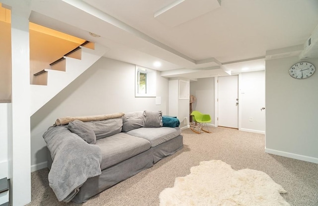 79 Henderson St, Needham, MA 02492 - carpeted living area with stairs and recessed lighting
