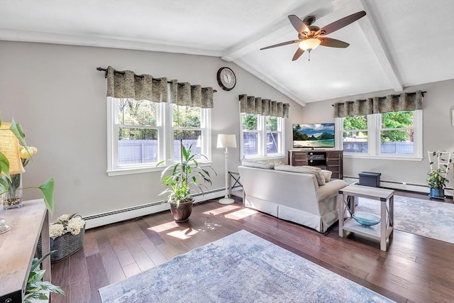 10 Briarcliff Ln, Paxton, MA 01612 - living room featuring a ceiling fan, hardwood / wood-style flooring, and baseboard heating