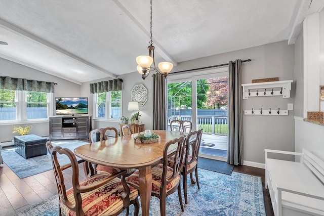 10 Briarcliff Ln, Paxton, MA 01612 - dining space with lofted ceiling, wood finished floors, baseboard heating, a chandelier, and baseboards